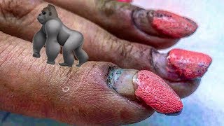 #TRANSFORMATION of RUSSIAN HARD WORKER WOMAN | FIXING NAIL FAILS with HARD GEL NAILS EXTENSIONS TEC