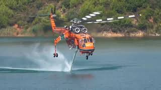 Erickson S64 Air Crane helicopter with sea snorkel in action