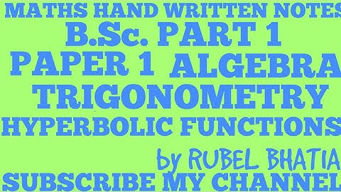 HYPERBOLIC FUNCTIONS, EXPONENTIAL FUNCTIONS,b.sc./b.a.TRIGONOMETRY.
