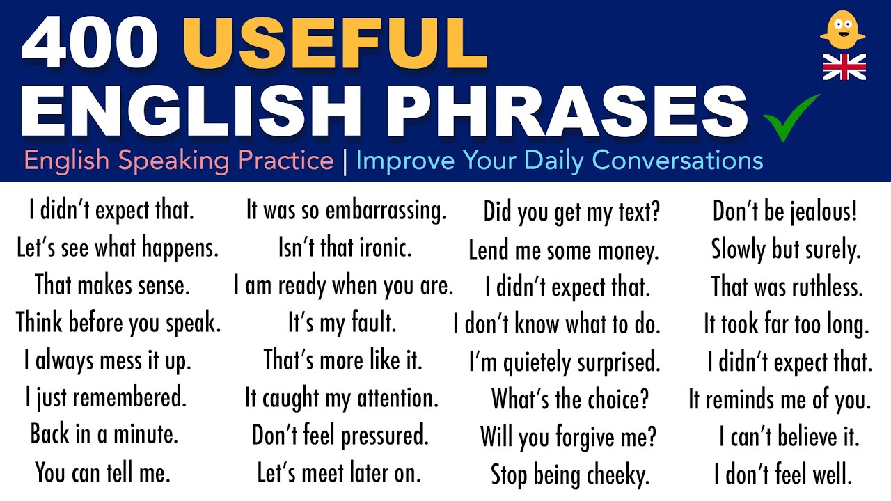 400 Useful English Phrases For Daily Use | English Speaking Practice ...
