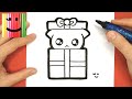 COMMENT DESSINER ET COLORIER UN CHAT KAWAII DANS UN CADEAU POUR NOËL - TUTO DESSIN