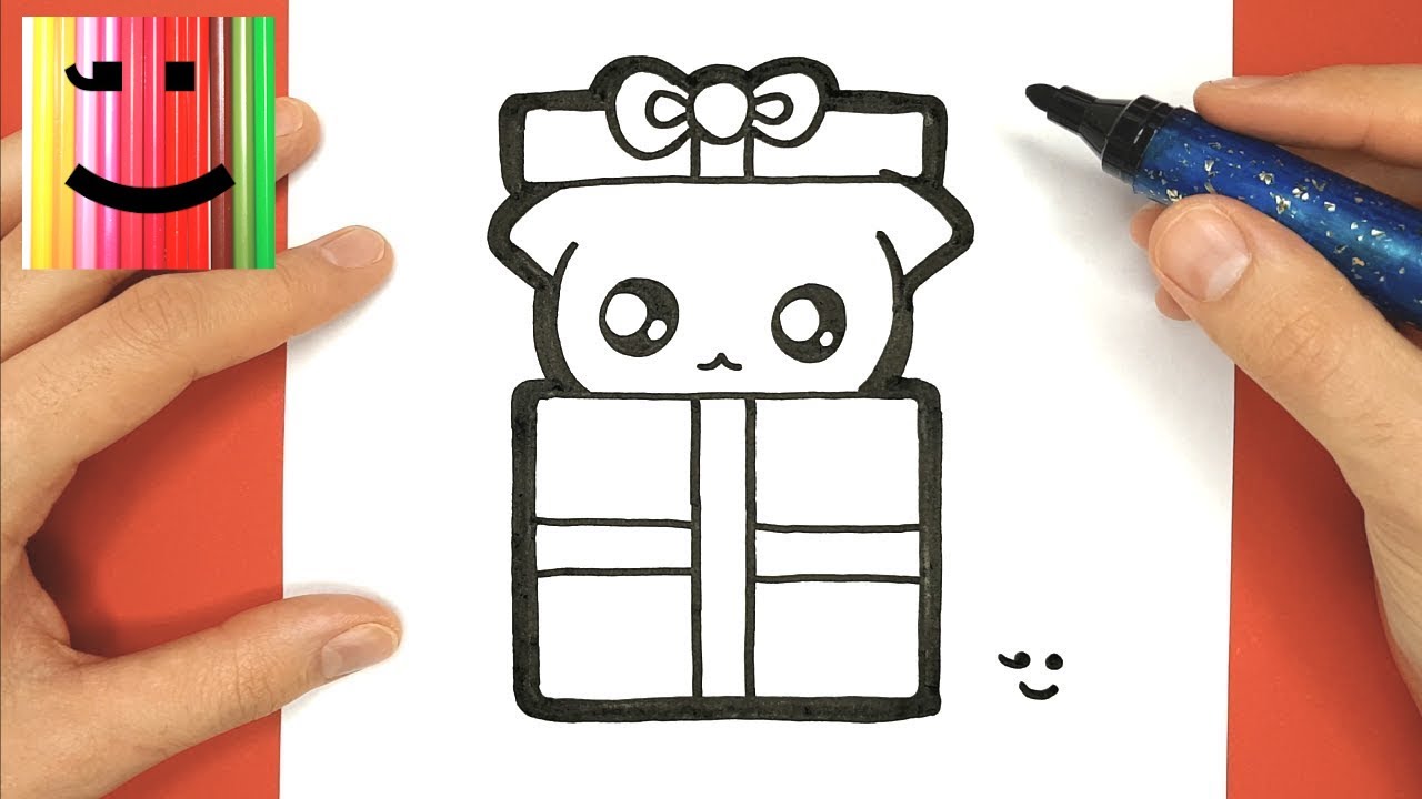 Comment Dessiner Et Colorier Un Chat Kawaii Dans Un Cadeau Pour Noel Tuto Dessin Youtube