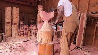 Chainsaw Carving A Big Whale Tail-Time Lapse