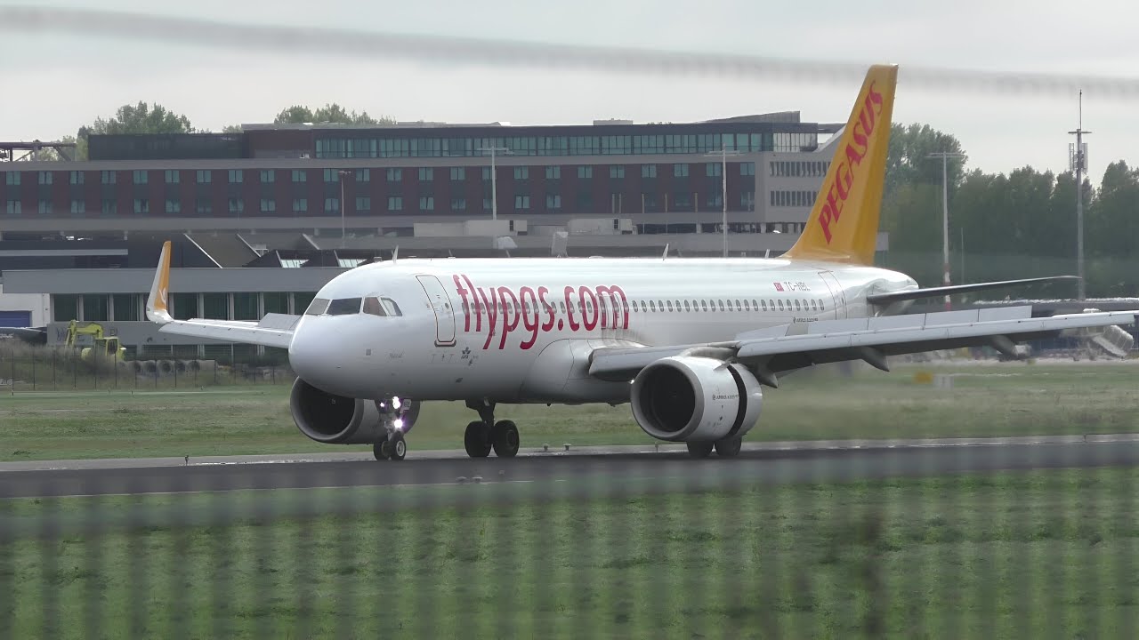 Pegasus Airbus A320neo Landing at Rotterdam Airport