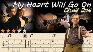 Video thumbnail of "💗My Heart Will Go On(Lyrics) - Céline Dion(Titanic Theme Song)💗Fingerstyle Guitar Tutorial - TABS"