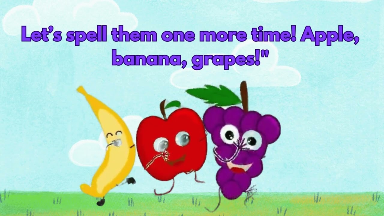 🍎🍌🍇 Fun Fruit Spelling for Kids: Apple, Banana, Grapes!