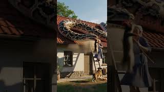 Grandma vs Giant Python — Saving the Cat from Death 할머니 vs 거대한 비단뱀 — 고양이를 구한 순간  #snake  #animals Net Worth