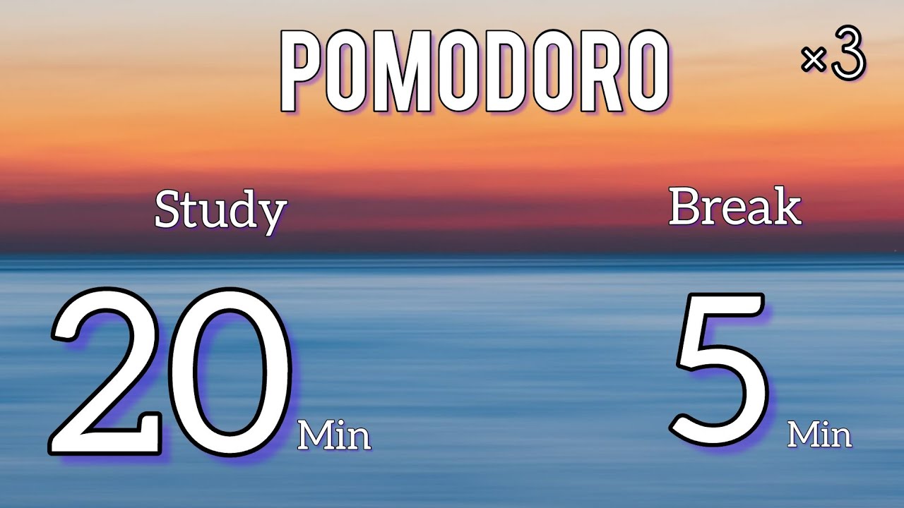 20/5 Pomodoro Timer/ 20 minutes study, 5 minutes break/ No music - YouTube