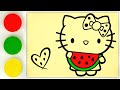 Sand painting Hello Kitty holding watermelon