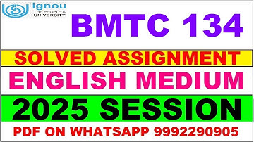 BMTC 134 solved assignment 2025 in English || BMTC 134 solved assignment 2025 || ignou BMTC134 2025
