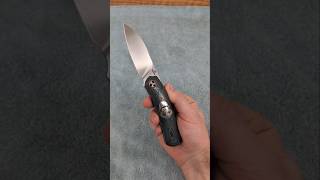 Engraved Liner Lock Front Flipper with Brittany Blue CamoCarbon - RWL-34 by Hennie du Plessis