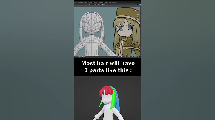 How to create a Game ready Anime hair (in 1 minutes)