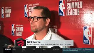 Nick Nurse Emotional After Kawhi Leonard Join Clippers  pls Subscribe after watching Video