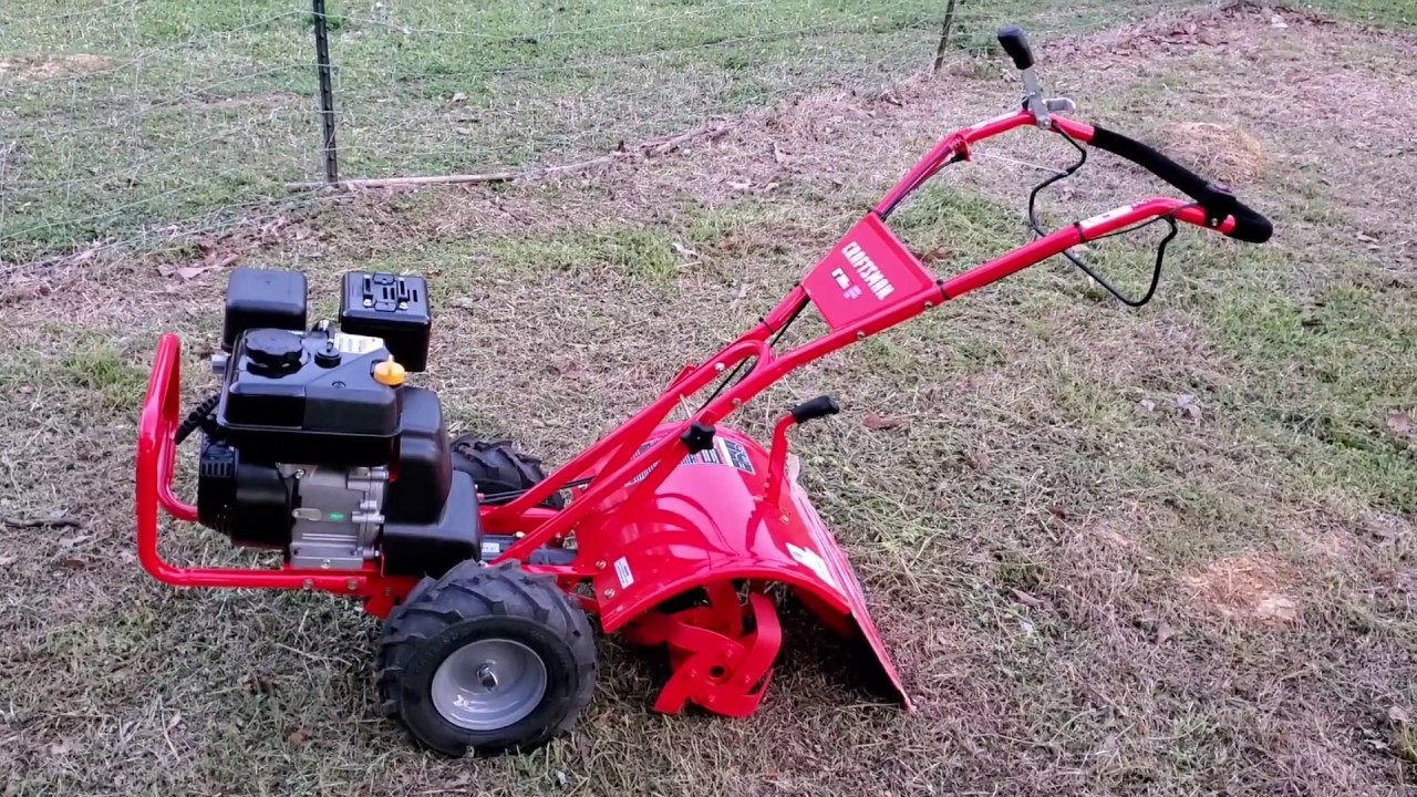 Review and use of our new Craftsman 16 inch 208cc Rear Tine Tiller # ...