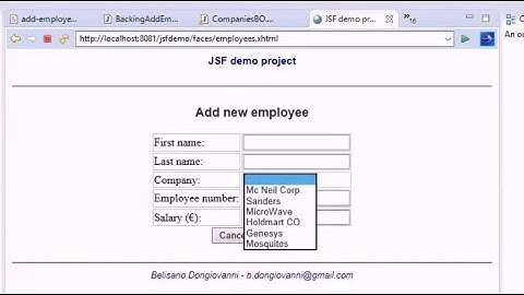 JSF and JDBC eclipse project #8 - Using JSF h:selectOneMenu to select a value from a list