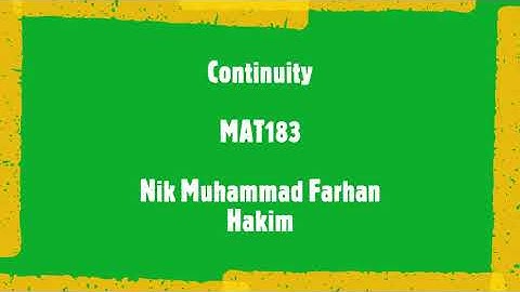 MAT183 - Continuity