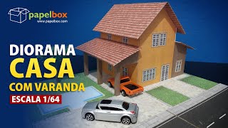Diorama Papercraft Maquete 3D Casa Com Varanda Na Escala 164 Para Miniaturas Hotweels Diy