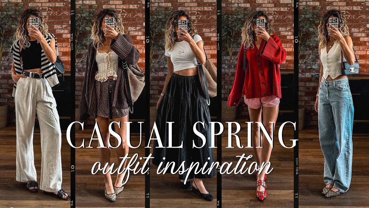 CASUAL SPRING OUTFIT IDEAS! (Spring 2024 trends, boxer shorts, midi skirt,  linen, levi's)