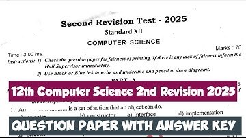 12th Computer science 2nd Revision Test Question paper with answer key 2025|Vincent Info|