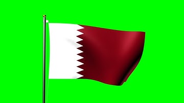 Qatar flag waving over green screen - royalty free footage