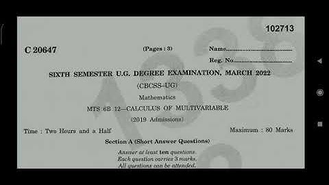 MTS6B12 CALCULUS OF MULTIVARIABLE