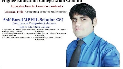 introduction to course contents computing tools for math