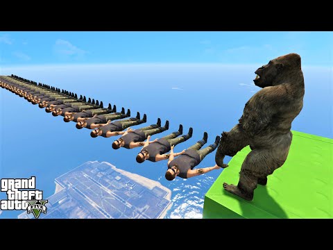 باركور غوريلا جسر بشري 🐸 GTA 5 - Gorilla Parkour Human Bridge