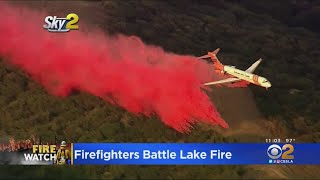 Evacuations Remain In Place As Battle Continues Against Lake Fire; Holzer Fire Continues To Spread