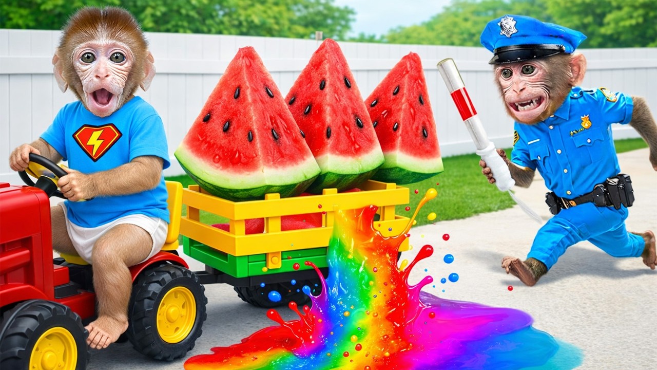 O macaco BonBon enfrenta um desafio com o macaco policial em uma prisão repleta de doces coloridos