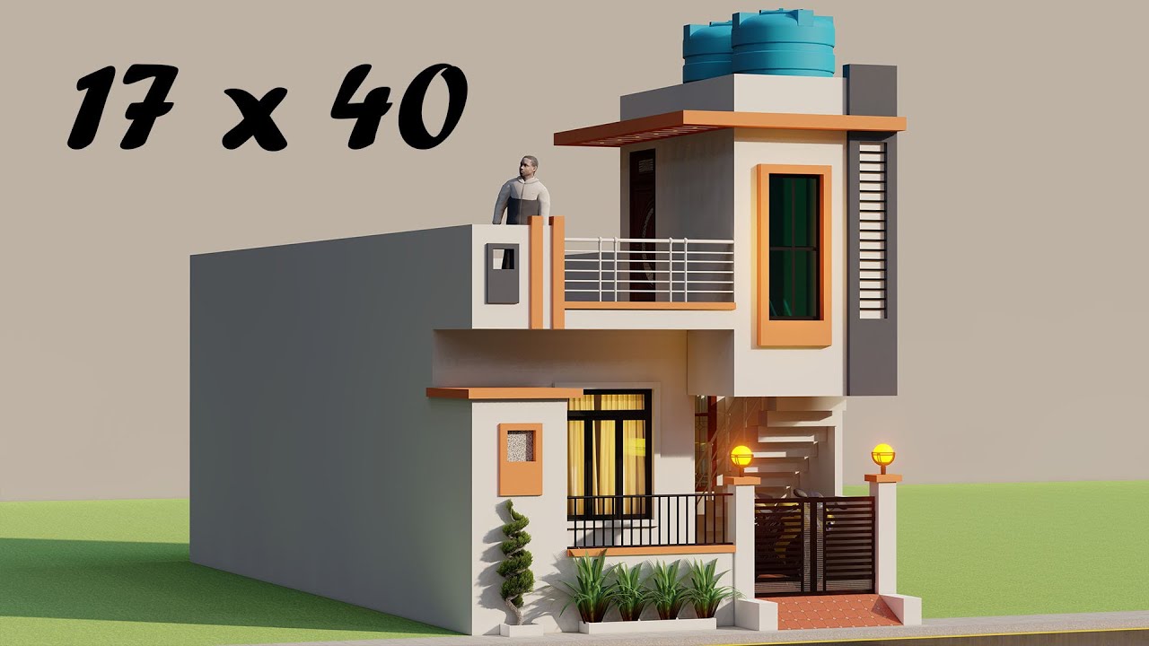 Single floor indian house design,3D 17 By 40 3 Bedroom House Design,Atoz Homes Design