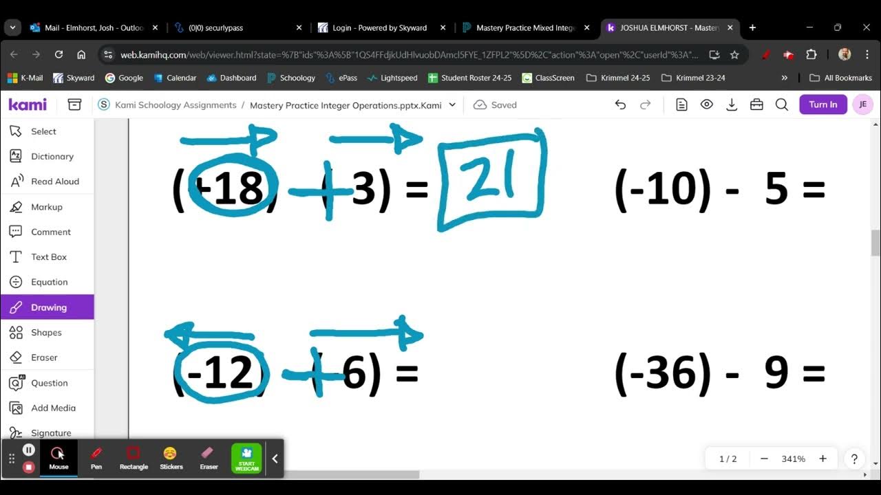 Elmhorst Math Mastery Practice Mixed Integer Operations - YouTube