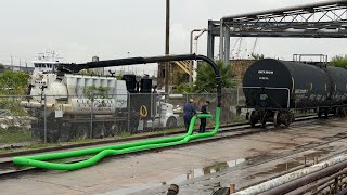 Rail car spill clean up at city port dock.  Cleanco Systems 