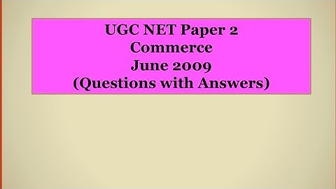 UGC NET Paper 2 (Commerce-June 2009)