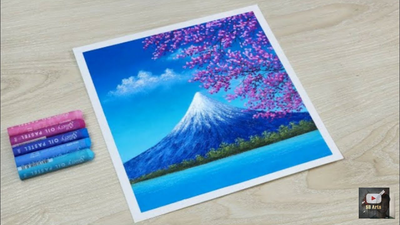 How To Draw Cherry Blossom Oil Pastel Drawing/ Beautiful Scenery With ...