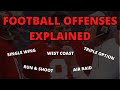 Football offenses explained  air raid triple option west coast single wing  more