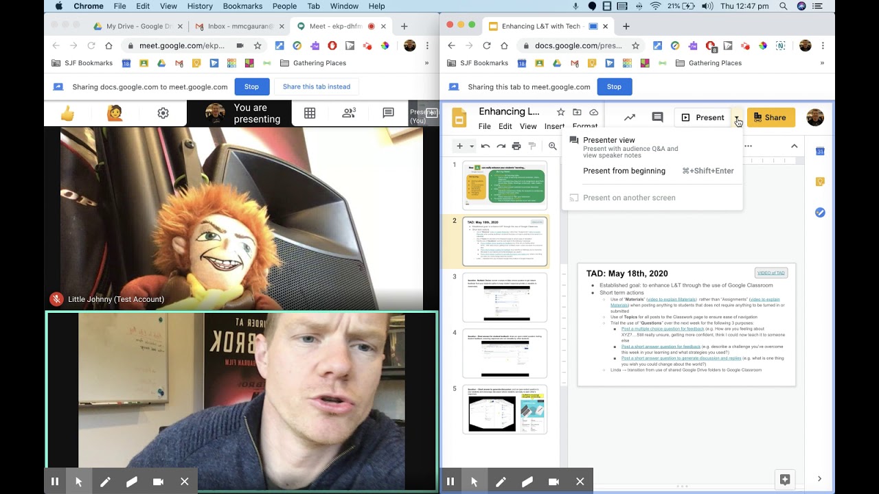 Google Meet + Google Slides (Split Screen)