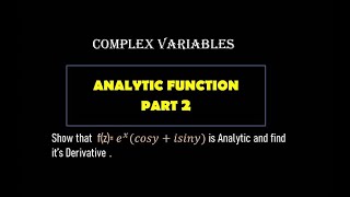 Problem based on Analytic Function - Complex Variables | Engineering Mathematics sem -3|