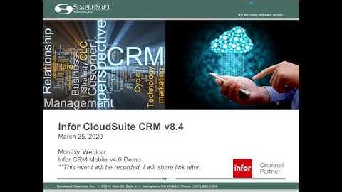 Simplesoft March 2020 Web Event Infor CRM Mobile v4.0 Demo