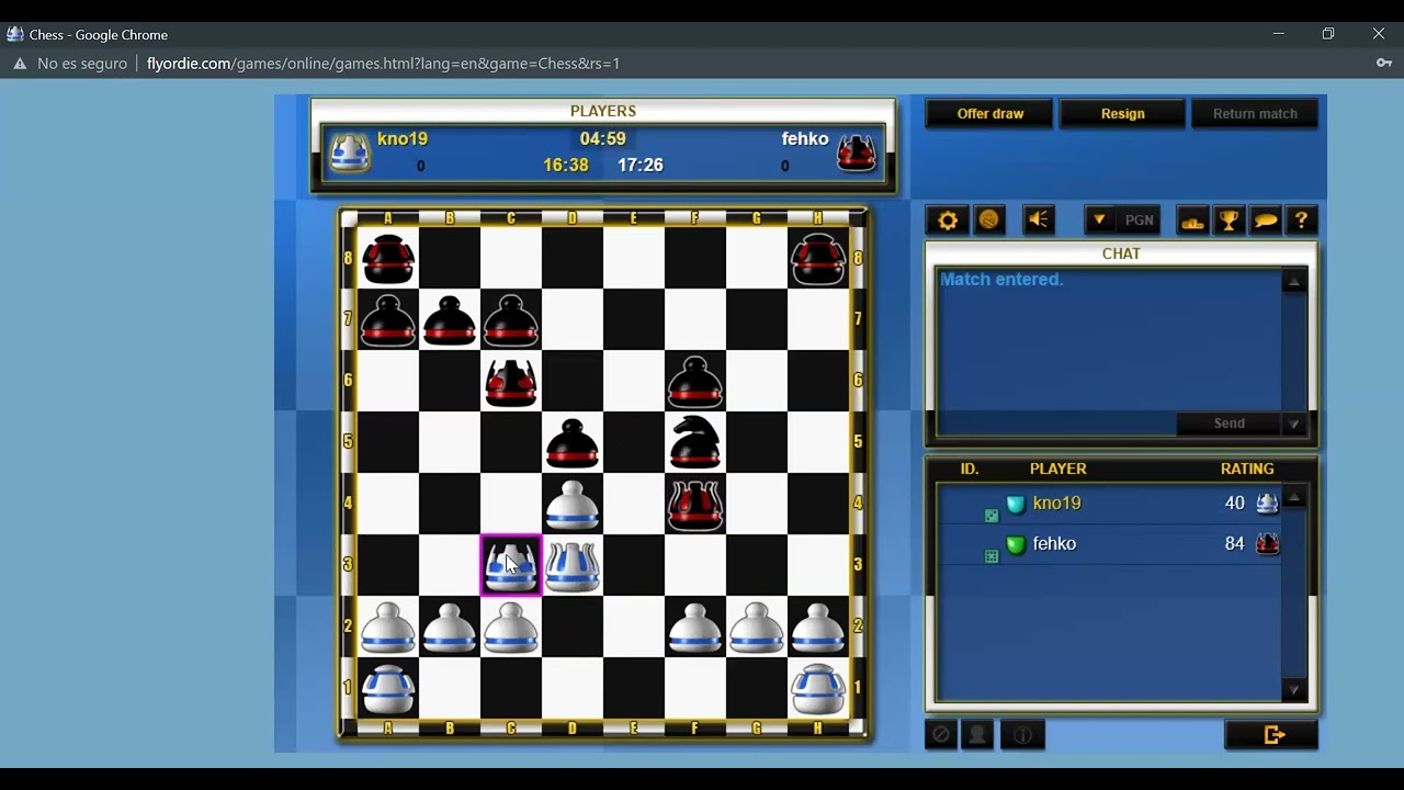 jugando ajedrez flyordie en sala relámpago 