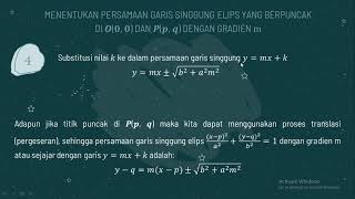 Tonton!! Geometri Analitik Datar - Persamaan Garis Singgung Elips Tonton!! Geometri Analitik Datar - Persamaan Garis Singgung Elips