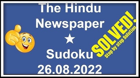 How to Solve The Hindu Newspaper 1 Star Sudoku August 26, 2022 | Step by Step Solution | Level ★