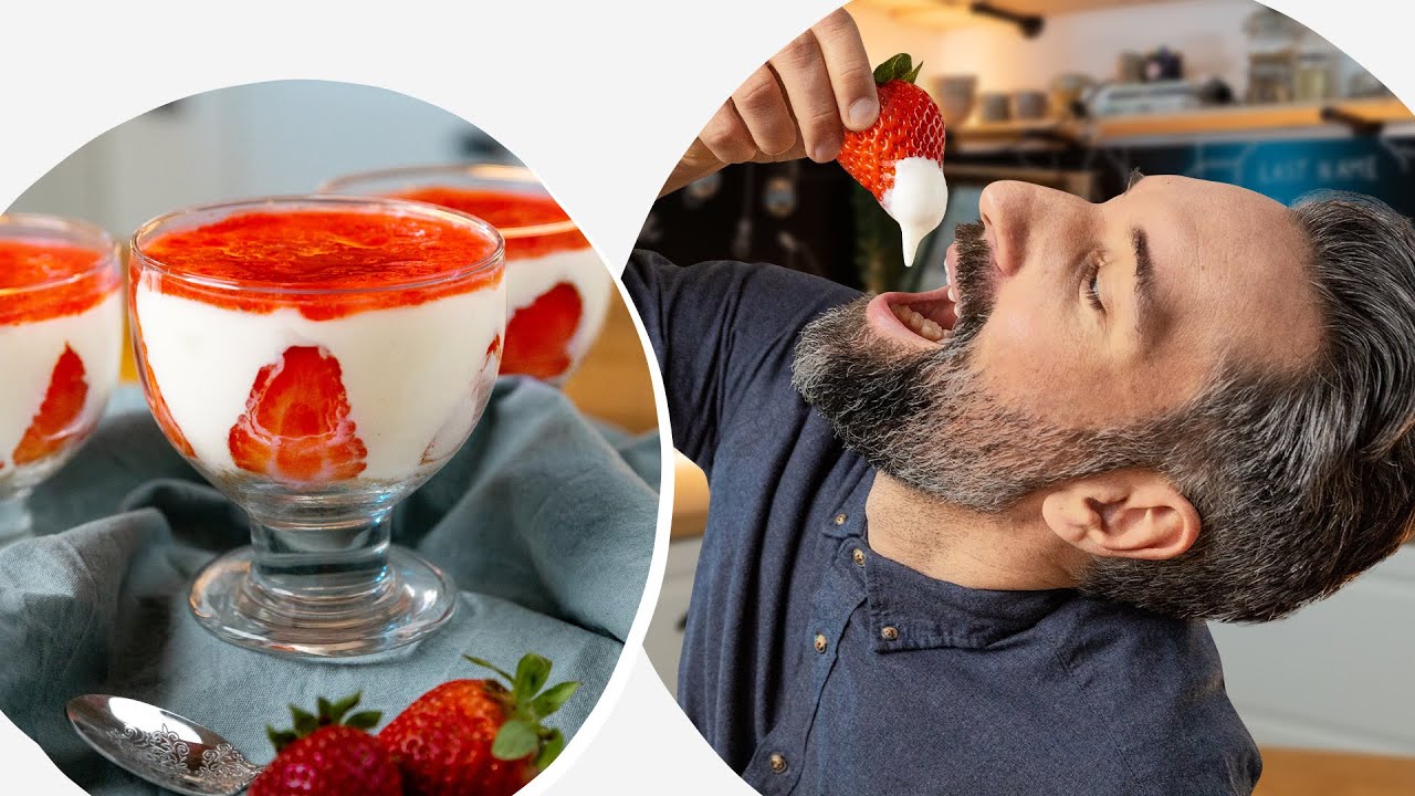 Erdbeer Nachtisch im Glas - viel einfacher als du glaubst 🍓