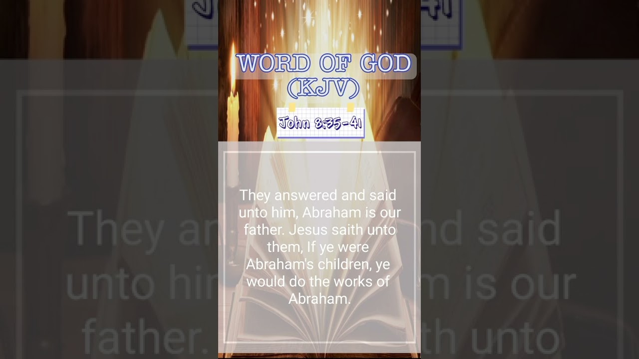 Word of God: Gospel the Book of John: John 8:35-41 - YouTube