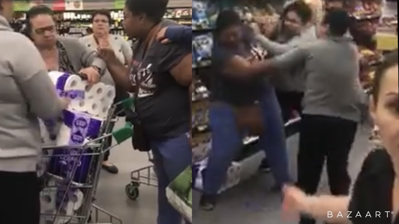 CORONA VIRUS PANIC BUYING  AND A FIGHT OVER TOILET PAPER