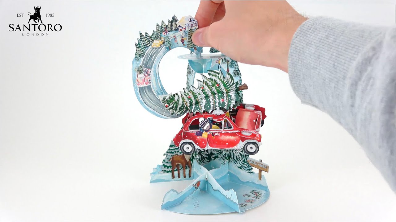Santoro 3D Pop Up Driving Home For Christmas Pendulum Card - How To