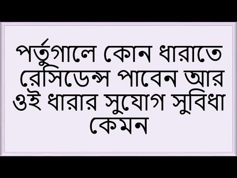 Euro-Zone-2017 পর্তুগালে কোন ধারাতে রেসিডেন্স পাবেন আর ওই ধারার সুযোগ সুবিধা কেমন