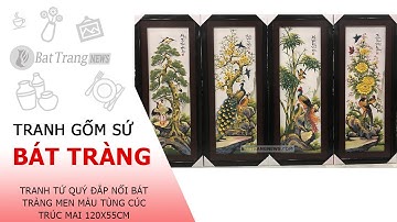 Tranh tứ quý đắp nổi gốm sứ Bát Tràng cao cấp AZ-1948