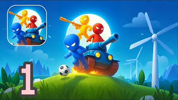 Stickman Party - Gameplay Walkthrough Part 1 - Epic 4 Player Battle Begins! (iOS, Android) 