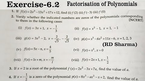 RD Sharma Solutions for Class 9 Maths Chapter 6 Factorisation of Polynomials Exercise 6.2 Q1 to Q7