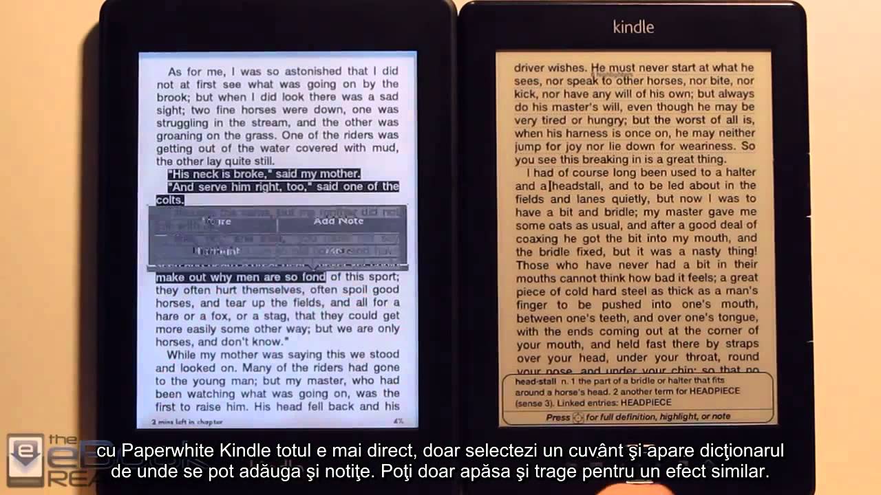 Comparatie Kindle Paperwhite Kindle Basic Subtitrare Romana
